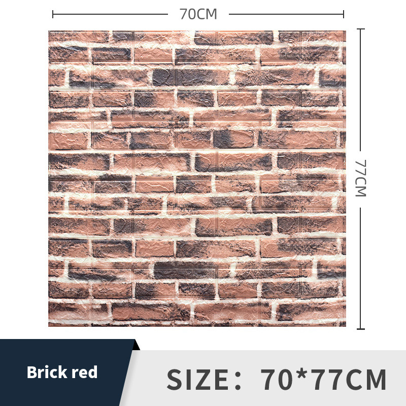 5PCS Self adhesive Waterproof TV Background Brick PVC Wallpapers 3D Wall Sticker Living Room Wallpaper Mural Bedroom Decorative: brick red