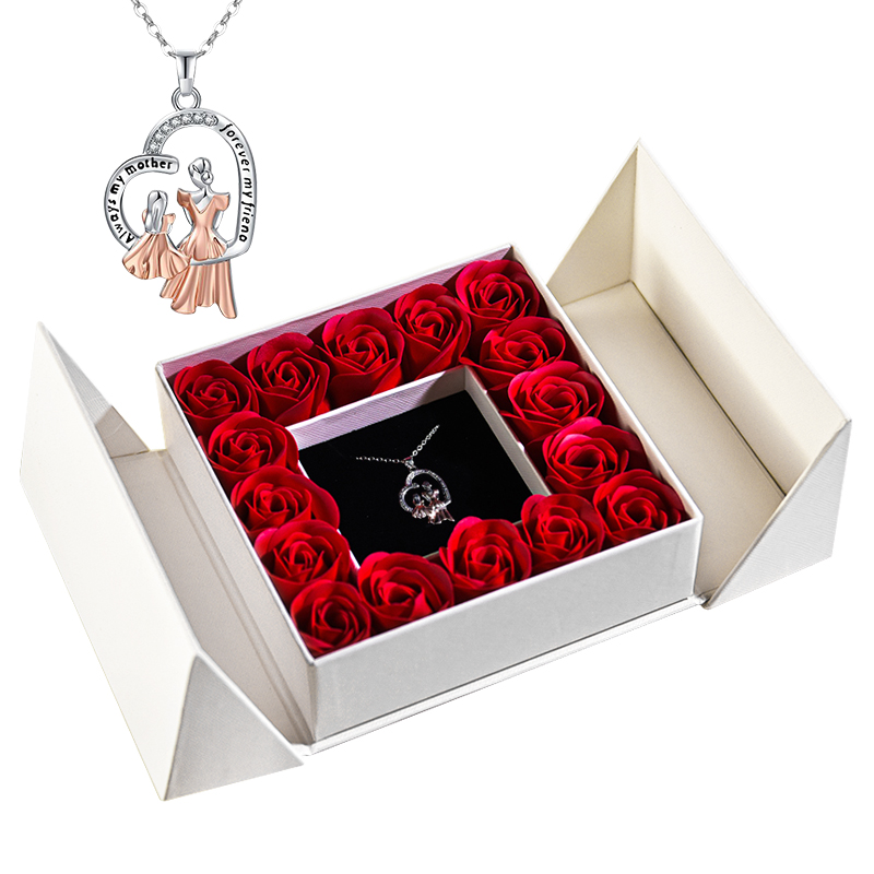 Cadeaus voor vrouwen Sieraden Hanger Ketting/w Zeep Eeuwige Roos Geschenkdoos Moederdag Ketting Sieraden Huwelijksverjaardag: Blue White Zinc Plated