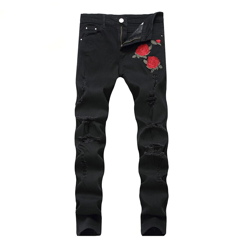 Jean déchiré à imprimé floral pour homme, pantalon en Denim, grande taille, style Patchwork, directe