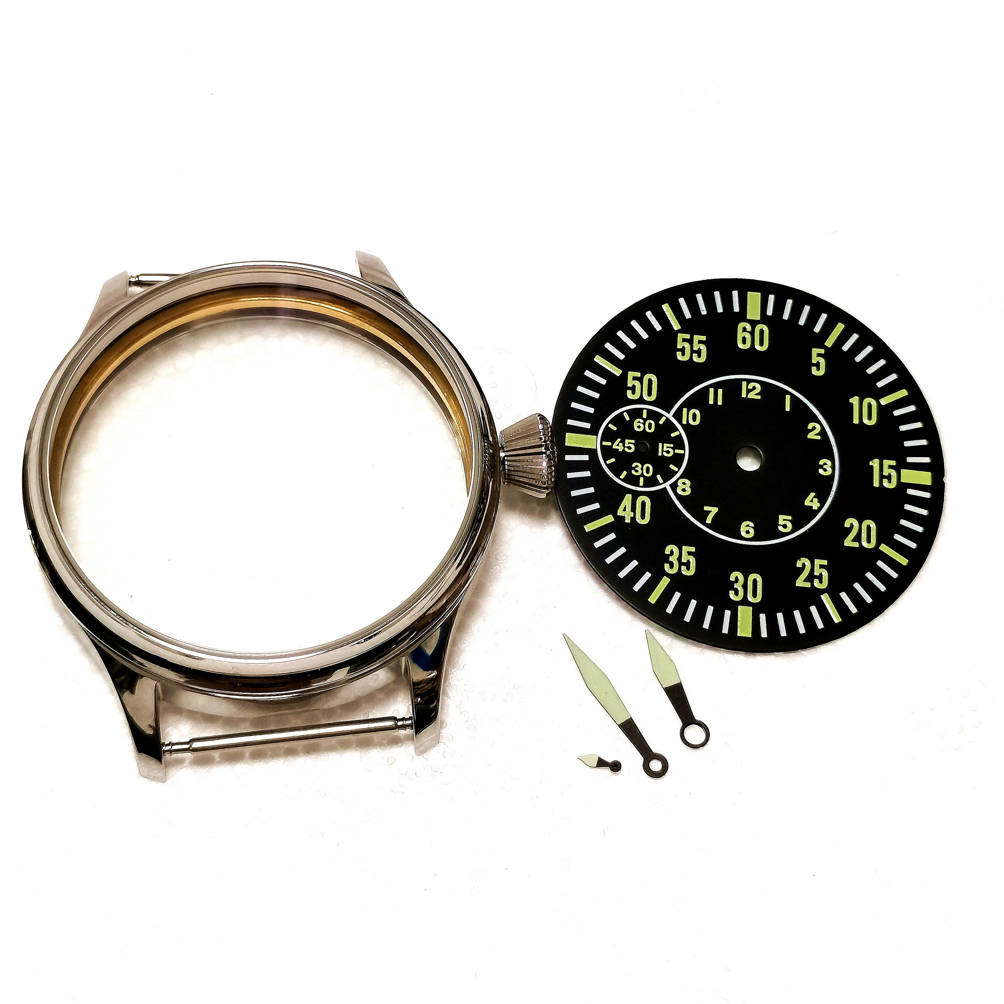 Boîtier De Montre Poli En Acier Inox – Pour Mouvement ETA 6497/6498 – Remontage Manuel – Neuf Avec étiquettes