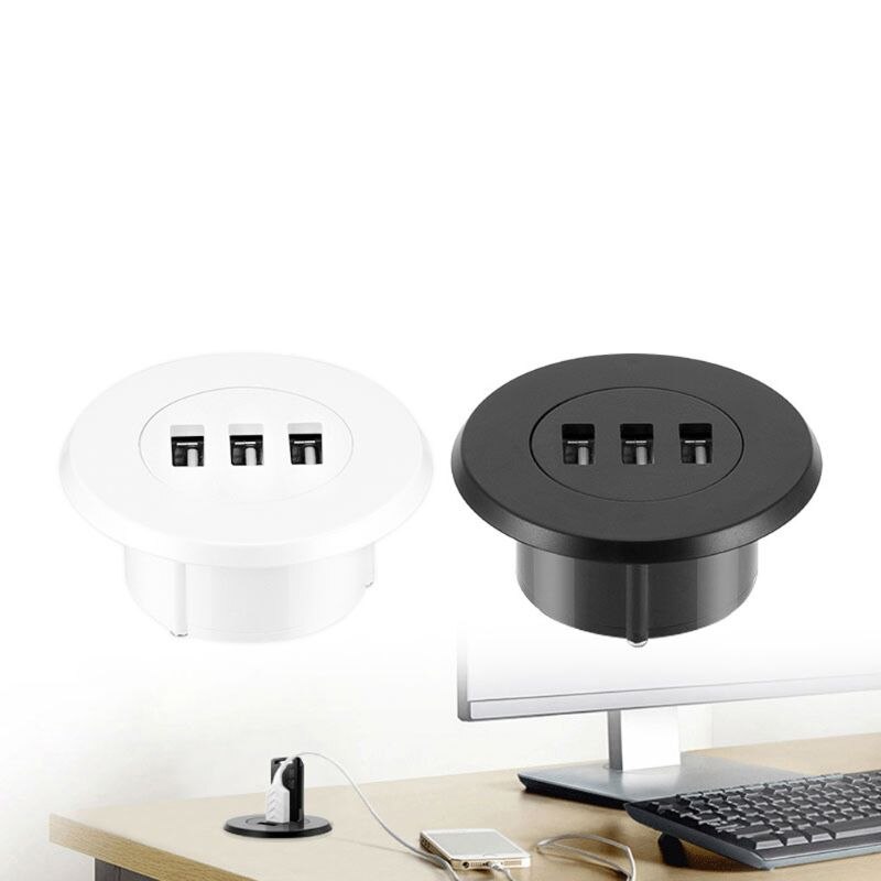 Agujero de ojal de 5cm para montaje en escritorio, Hub DE 3 puertos USB 2,0 para ordenador portátil, PC