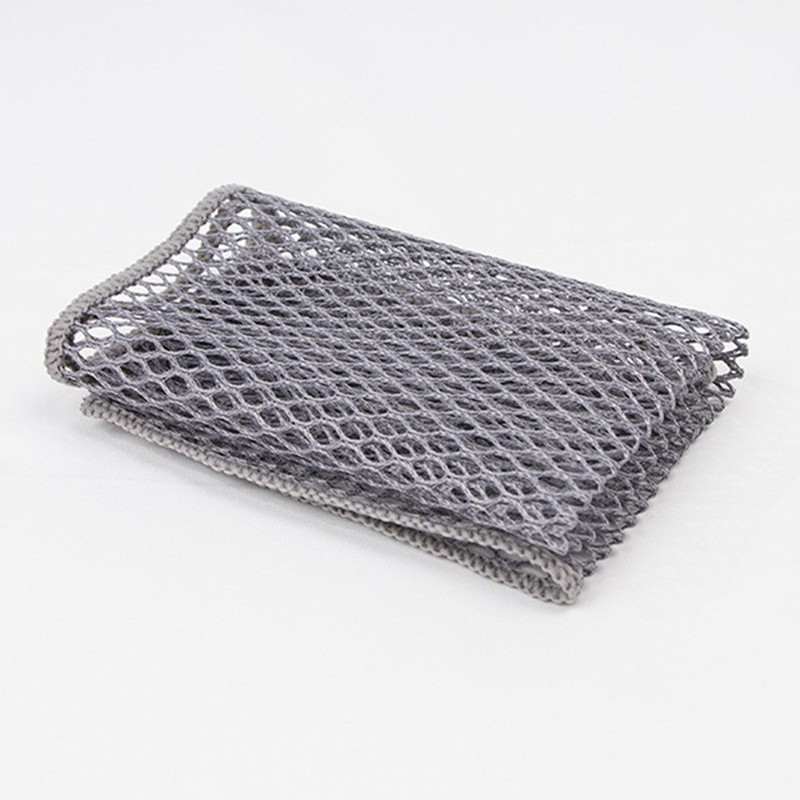 1Pc 30x30cm Microfiber Mesh Wire Dishwashing Cloth Kitchen Degreasing Brush Bowl Scouring Pads Cleaning Tools: Orange