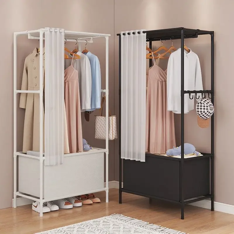 Wardrobe Clothes Hanger Storage Locker Open Closets Dressing Rooms Cabinets Portable Wardrobe Closet with Dustproof Curtain