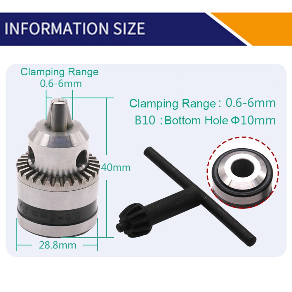 B10 0.6-6mm Drill Bit Clamp + B10 Drill Chuck Connecting Rod Sleeve Taper Coupling 4mm/5mm/6mm/8mm Kit Hand Electric Drill Tool