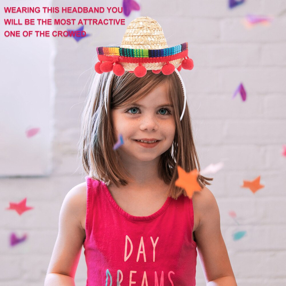 3 stk meksikansk hatt hår bøyler mini sombrero pannebånd festival hodeplagg opptreden rekvisitter fest favoriserer