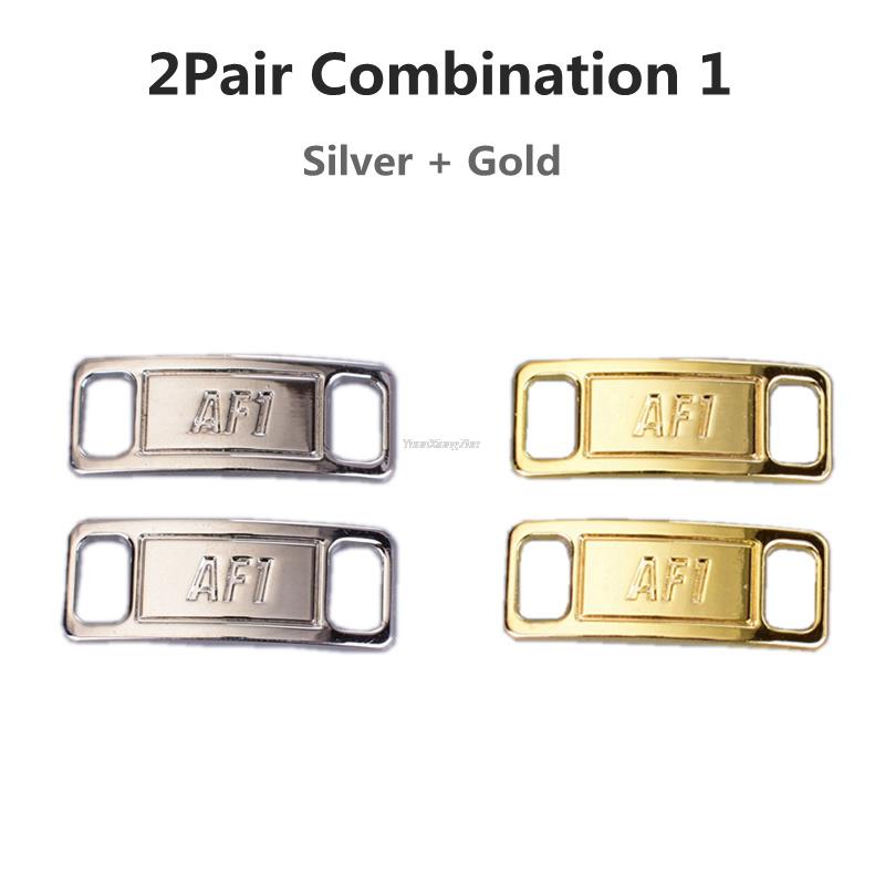 Combinación AF1 de abalorios de diamante para zapatos, cordones de , hebilla de Metal de , decoraciones, Chapa de la Fuerza Aérea 1, accesorios para zapatos: 2Pair Combination 1