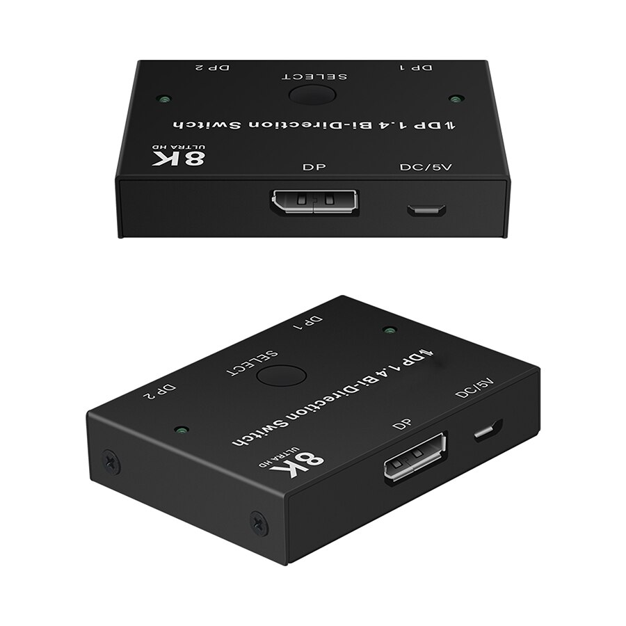 Kvm Switch Displayport Switch Splitter 8K Displayport 1.4 Bi-Richting Dp Switch Selector Box 1X2 Dp 2X1 4K @ 120Hz 8K @ 30Hz