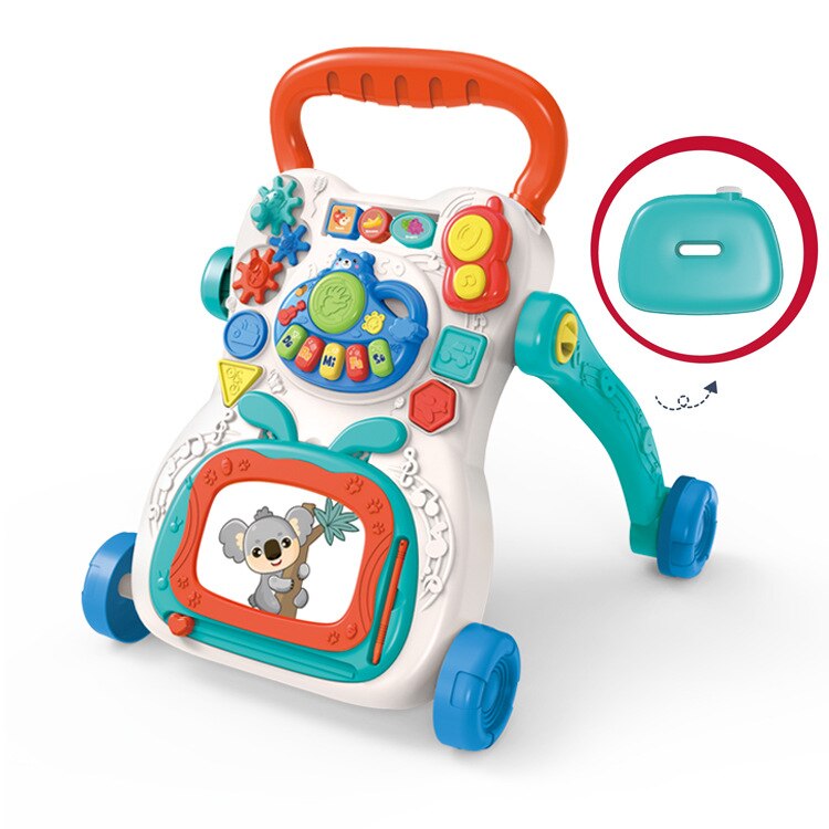 Musikalsk baby rollator legetøj multifunktion spædbarn toddler rollator sidde-til-stand læring rollator legetøj aktivitet fødselsdag legetøj: Med kasse