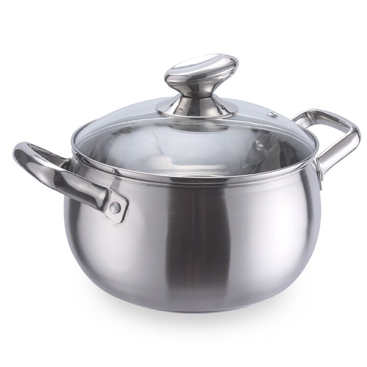 Olla de sopa de perlas de acero inoxidable grueso, olla de acero inoxidable con doble asa para sopa
