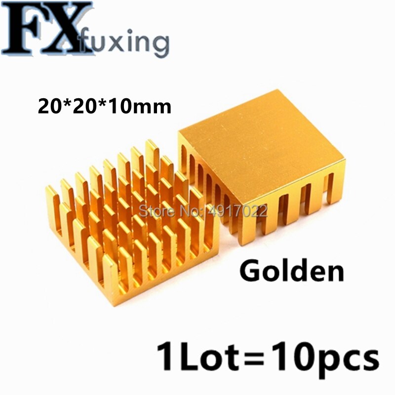 10pcs Golden 20*20*10mm Heatsink Cooling Fin Aluminum Radiator Cooler Heat Sink for IC Chip LED 20x20x10mm LED Radiator 20*20*10