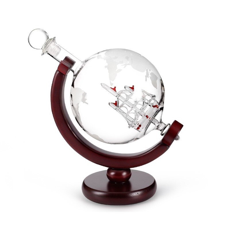 Ensemble de Carafe Globe créative, avec support en bois exquis sans plomb et 2 verres à Whisky, de Globe: no cup set