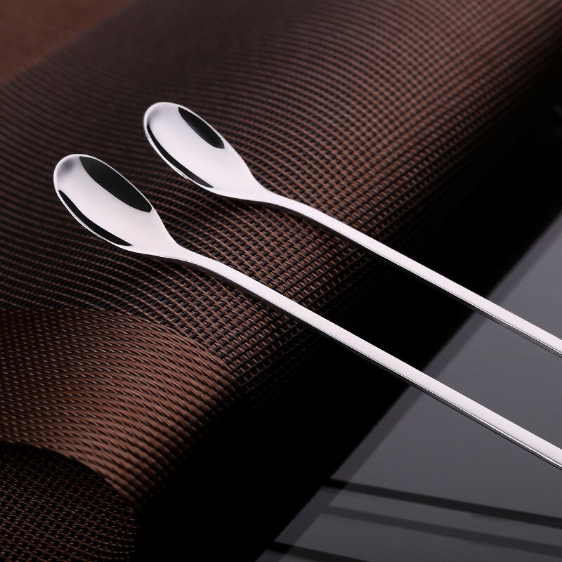 1pc skedar vattenformad sked med långa handtag i rostfritt stål glass te kaffeskedar bestick