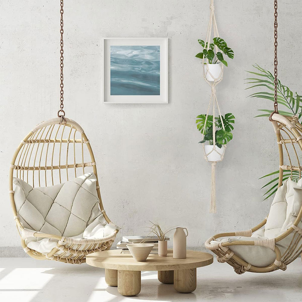 Handgemaakte macramé plantenhangers, bloempotten, balkonhangers, geknoopte hijstouwen, tuinbenodigdheden