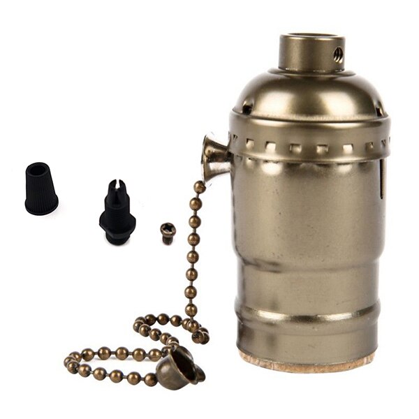E27 Vintage Retro Lampvoet Houder Schroef Aluminium Shell Rits Licht Schroef Socket 4 Kleuren Met Schakelaar 110V/220V: green zipper