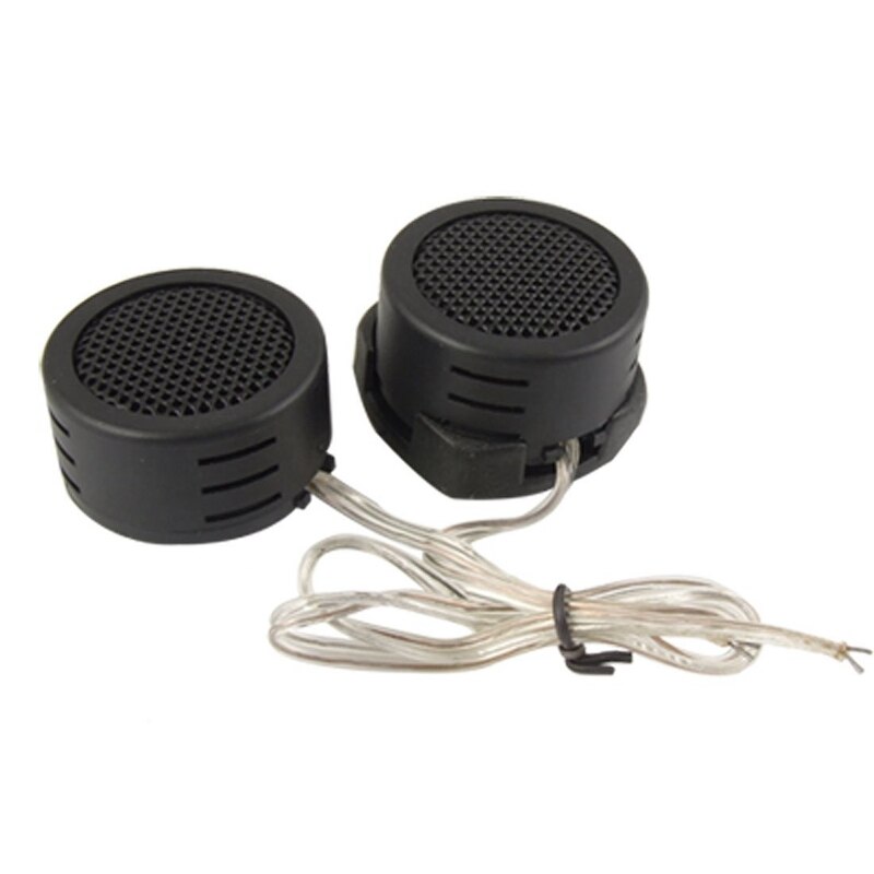 2 Pcs Black Plastic e Car Auto Tweeter Speakers & 2 Pcs 6.5Inch Metal Mesh Round Car Woofer Cover Speaker Grill Black