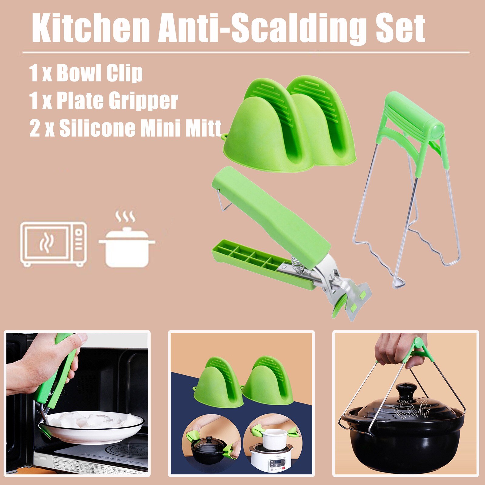 4 # Keuken Multifunctionele Anti-Brandwonden Aangrijpend Kom Houder Rvs Set Board Rack Met Hoge Temperatuur En Weerstand: Default Title