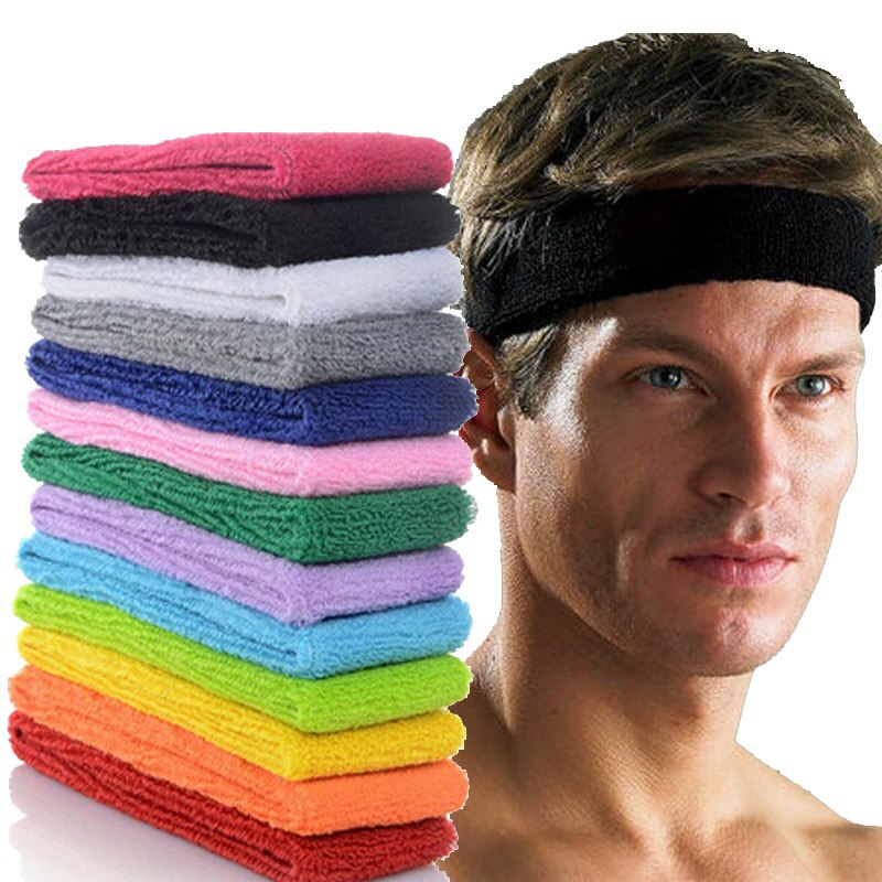 Katoen Sport Hoofdband Zweetband Voor Mannen Vrouwen Unisex Yoga Haarband Gym Stretch Head Bands Sterke Elastische Fitness Basketbal Band