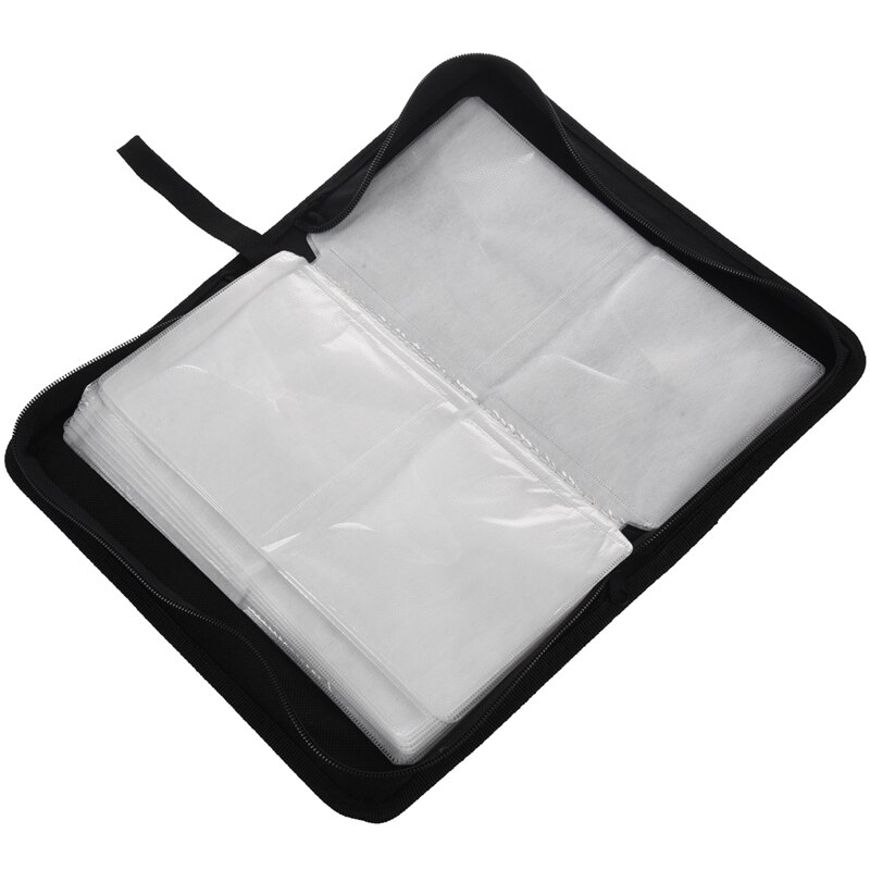 80-Discs Portable Leather Storage Bag Zippered Storage Case for CD DVD Hard Disk Album - Brown