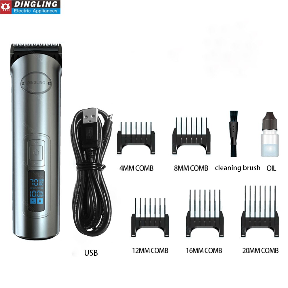 DingLing RF-696 LCD Hair Clipper Electric Hair Trimmer Beard Barber Adjustable Hair Cutting Machine: USB Charger / AU Plug