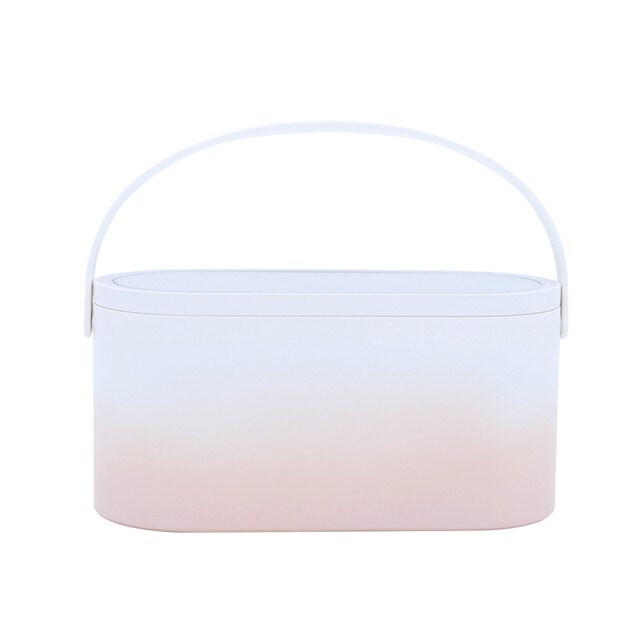 Draagbare Make-Up Geval Spiegel Met Led Licht Creatieve 2 In 1 Cosmetische Opbergdoos Reizen Cosmetische Bag Container: Gradient Pink