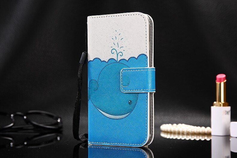 Capa de couro da aleta para bq 5540l rápido pro carteira titular do cartão telefone habitação: blue whale