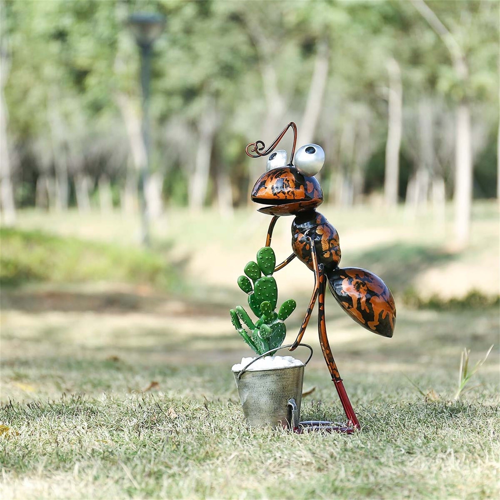 Big Metal Ant Garden Decoration Sculpture Home Patio Lawn Yard Indoor Outdoor Statue Ornament With Removable Bucket