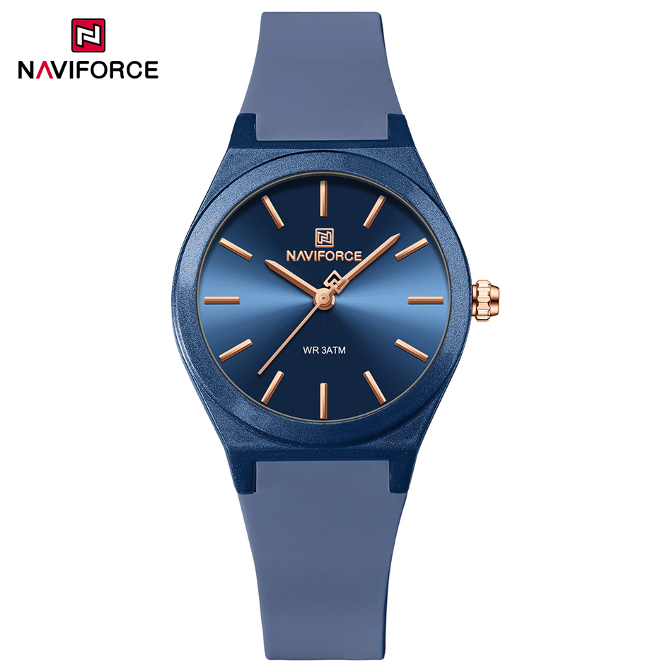 NAVIFORCE 2025 Vrouwen Mode Horloges Quartz Horloge Sport Siliconen Band Dames Horloges Eenvoudige Klok relogios feminino: Bruin