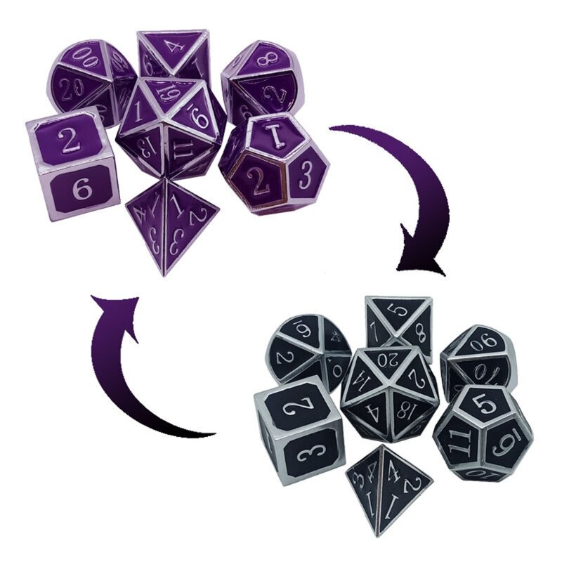 Nowa zmiana temperatury kości metal RPG gra w kości zestaw D4 D6 D8 D10 D % D12 D20 zmiana temperatury metalowe kości