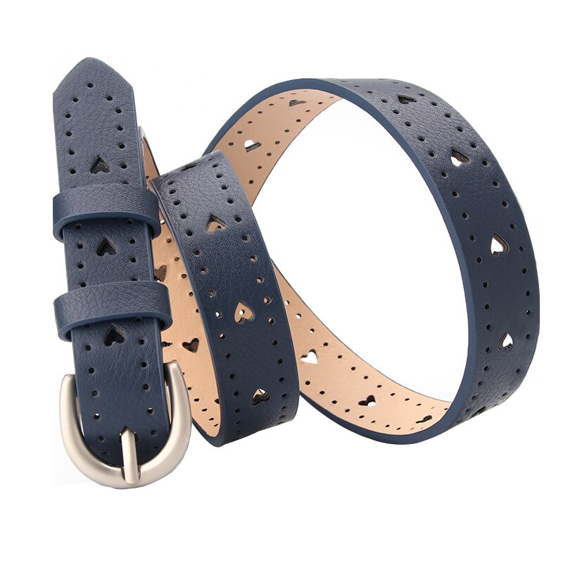 105cm metalowe ze sprzączką paski damskie czarne białe brązowe skórzane pasy damskie niewypełnione serce dziewczyny dżinsy spodnie pasy ceinture femme