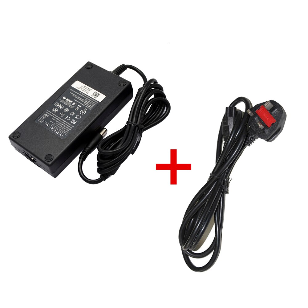 19.5V 9.23A 180W laptop charger power adapter for Dell Alienware 13 R3 14 R1 15 R3 G3 15-3579 17 3779 P72F001 G5 15-5587 G7: with UK Cable