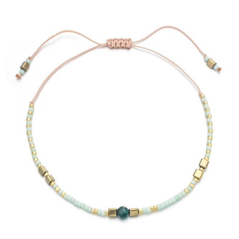 Boheme tynde miyuki beaded sten krystal armbånd & amp; armbånd til kvinder håndlavede vintage armbånd med etnisk knude: Rb388-10