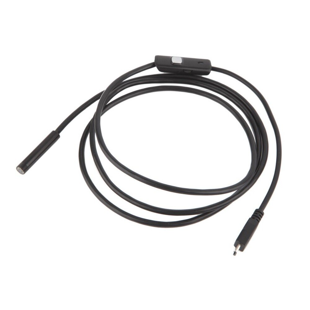 Câble d'objectif noir 6 LED 7mm, Mini caméra endoscopique d'inspection étanche USB pour Android Endoscope 640*480 téléphones/1280*720 PC