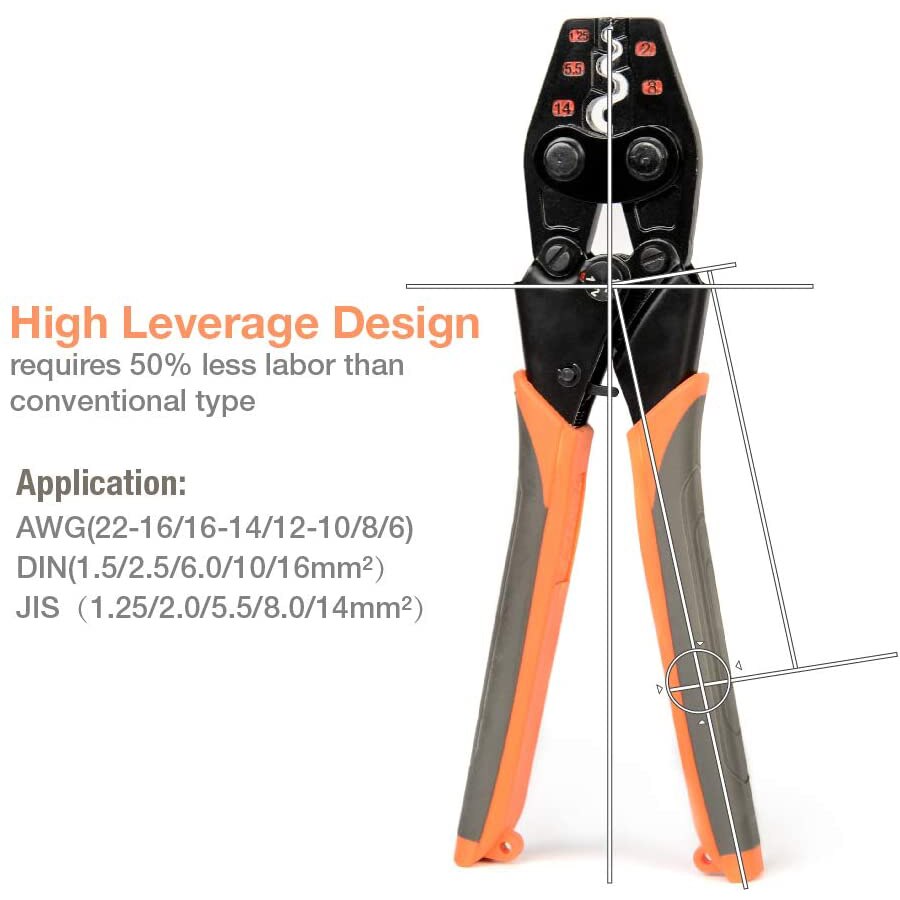 IWS-16 NON-INSULATED TERMINAL CRIMP TOOL IWISS Ratchet Crimping Tool AWG 22-6 for UT OT SC C45 terminals crimper pliers