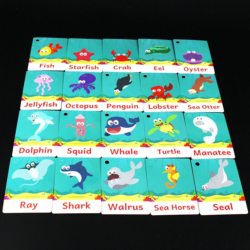 16 Style English Emotion/Animals/Fruit Learning Flash Cards For Kids Educational Word Cards Kindergarten Teacher Teaching Aids