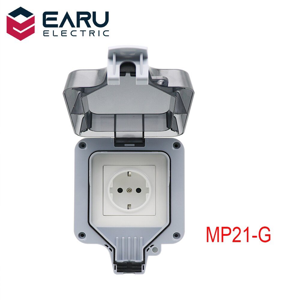 German DE EU Standard IP66 16A AC250V Weatherproof Waterproof Outdoor Wall Power Socket Box Electrical Outlet for Charging Pile: MP21-G