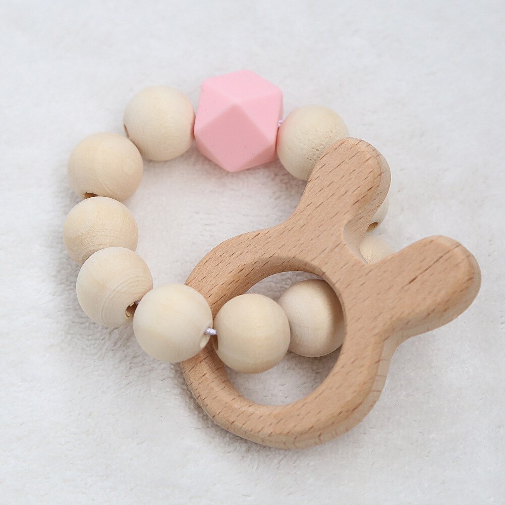 Baby bijtring Pasgeboren Chewable Verpleging speelgoed Baby Bijtring Armband Kettingen houten decoratie Natuurlijke stop Zuigen Duim YZL021: YZL021P