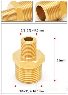 Messing rør sekskantet nippel fitting lynkobling adapter 1/8 1/4 3/8 1/2 3/4 1 bsp han til han gevind vand olie gas stik: 1-3 hegn