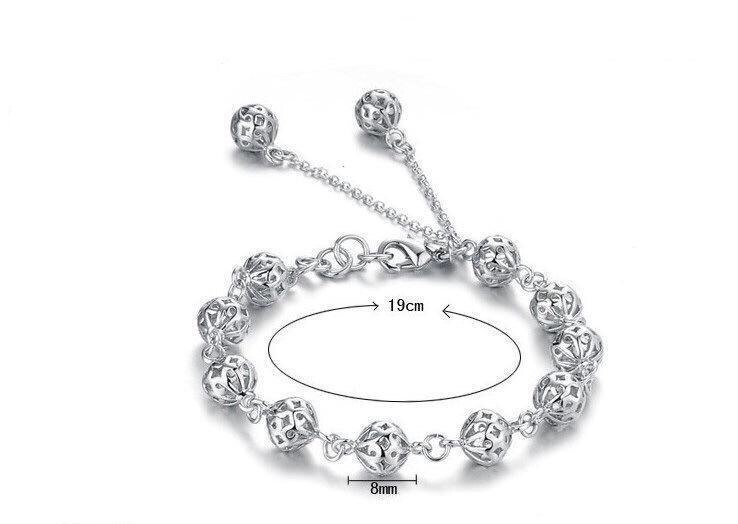 Di alta Qualità 925 Vuoto D'argento Del Braccialetto della Sfera per Le Donne Della Ragazza Braccialetti & Braccialetti migliore Regalo Accessorio Dei Monili