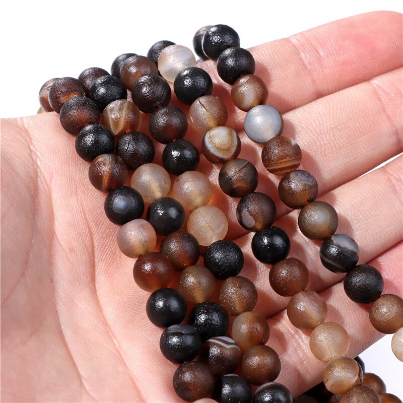 6 8 10mm Natural Raw Mineral Agates Bead Round Coffee Stone Agates Bead Loose Spacer Beads For Jewelry Making DIY Accessories: 6.Black Coffee / 6MM about 62pcs