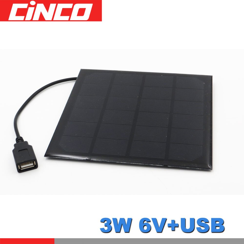 Zonnepaneel 3W 6V Solar Cell DIY Module Solar Draagbare Oplader voor USB 5V Output Mobiele Telefoon power Bank outdoor oplader