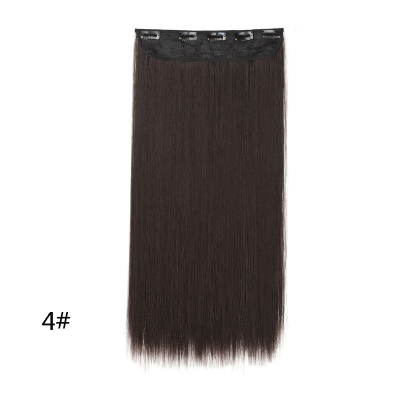 Extensiones de cabello invisibles de una pieza con 5 clips sintético, postizo largo y recto de 24 pulgadas resistente al calor para mujeres: T1B/púrpura