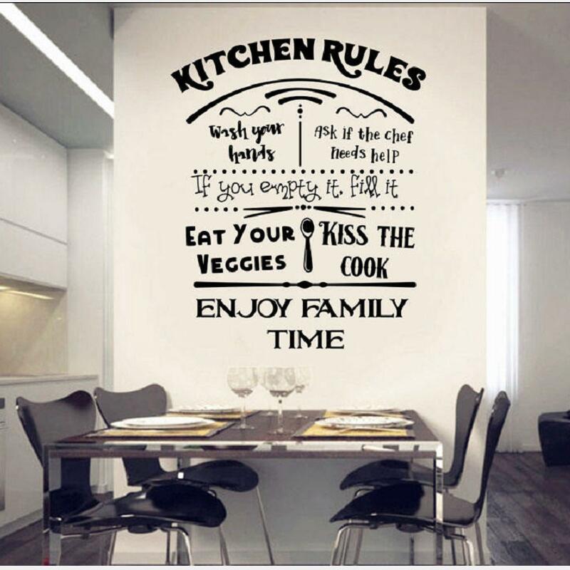 Kitchen Rules Decal Dining Room Wall Decal Kitchen Decal Sticker Kitchen Rules Sign My Wash Your Hands Decal Kiss J937: 822 Black / 57X63CM