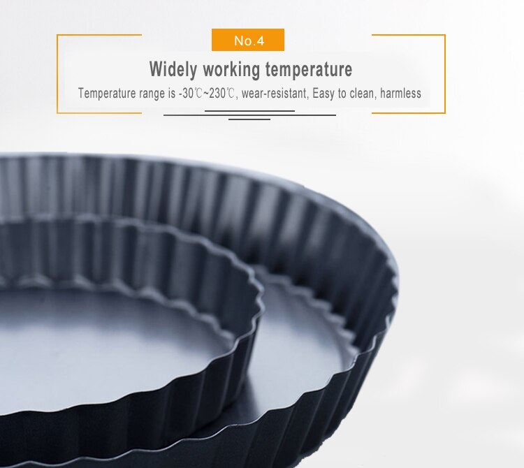 Non-stick Round Tart Pan Quiche Pan with Removable Bottom Pie Pan Fluted Pie Rectangle Tart Pan Mold Baking Quiche Tool GYH