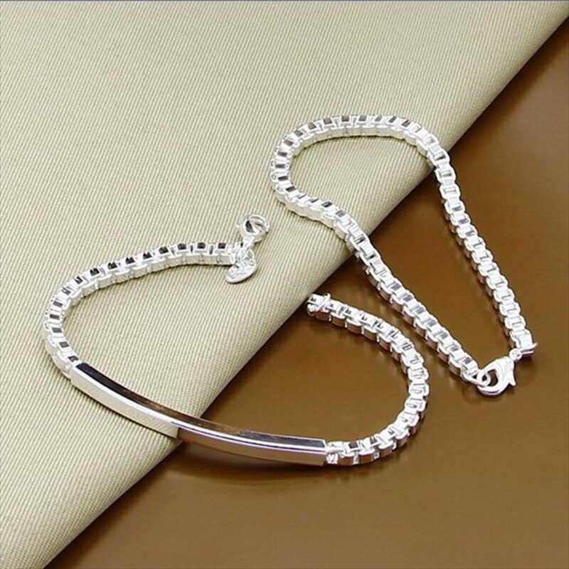 925 Sterling Silber Platz Kasten Kette Armbinde Schmuck-einstellen für Frauen Männer modisch Schmuck