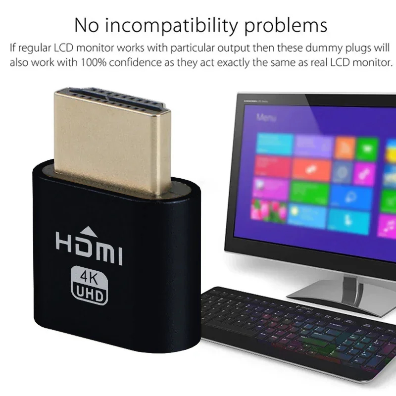 1/2/3/4/5/6Pcs HDMI EDID Emulator Adapter Dummy Plug Display Passthrough Eliminated Emulator Virtual Monitor 4K For PC Laptop