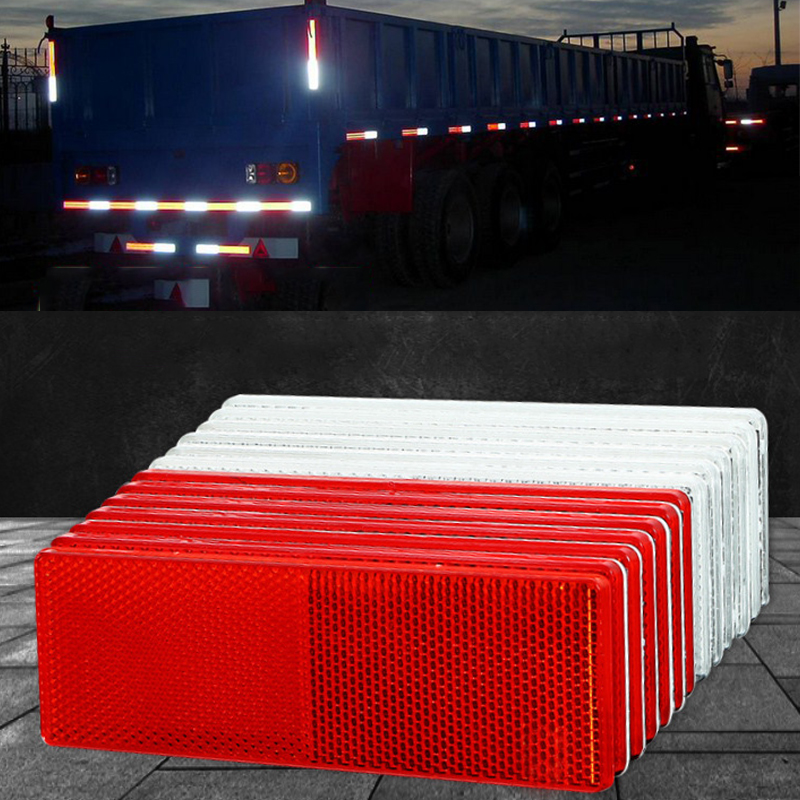 LKW-Anhänger, rechteckig, Kunststoff-Reflektor, reflektierendes Klebeband, selbstklebend, für Autosicherheit, Nachtwarnplatte, Aufkleber, Autozubehör, 8 Stück