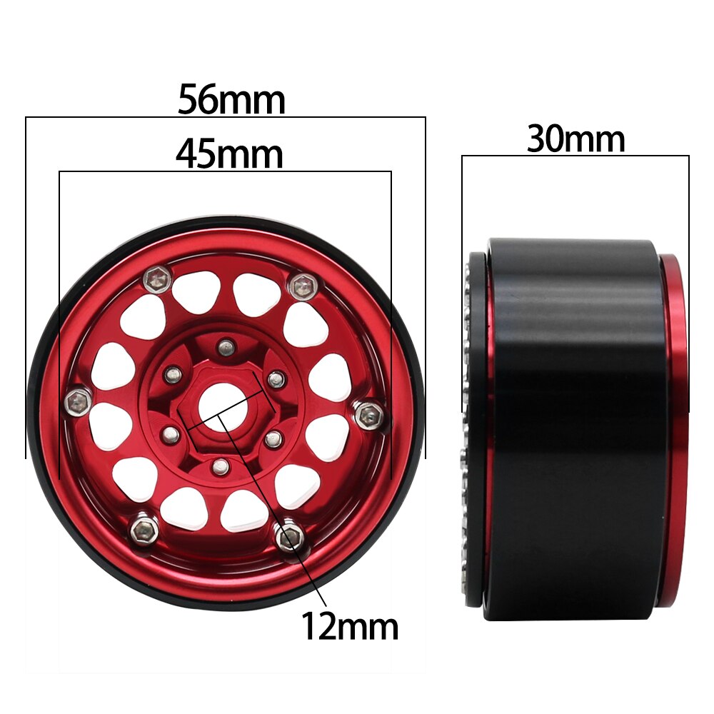 Metall 1.9 beadlock hjulnav för 1/10 hsp redcat  rc4wd wraith tamiya axial scx 10 d90 hpi rc bil reservdel