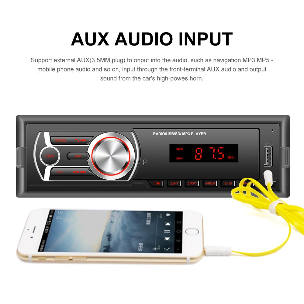 AMPrime Car Radio 1din Car Auto Audio Stereo Bluetooth Autoradio FM/AUX/TF/USB With Rear view Camera Steering Wheel Control