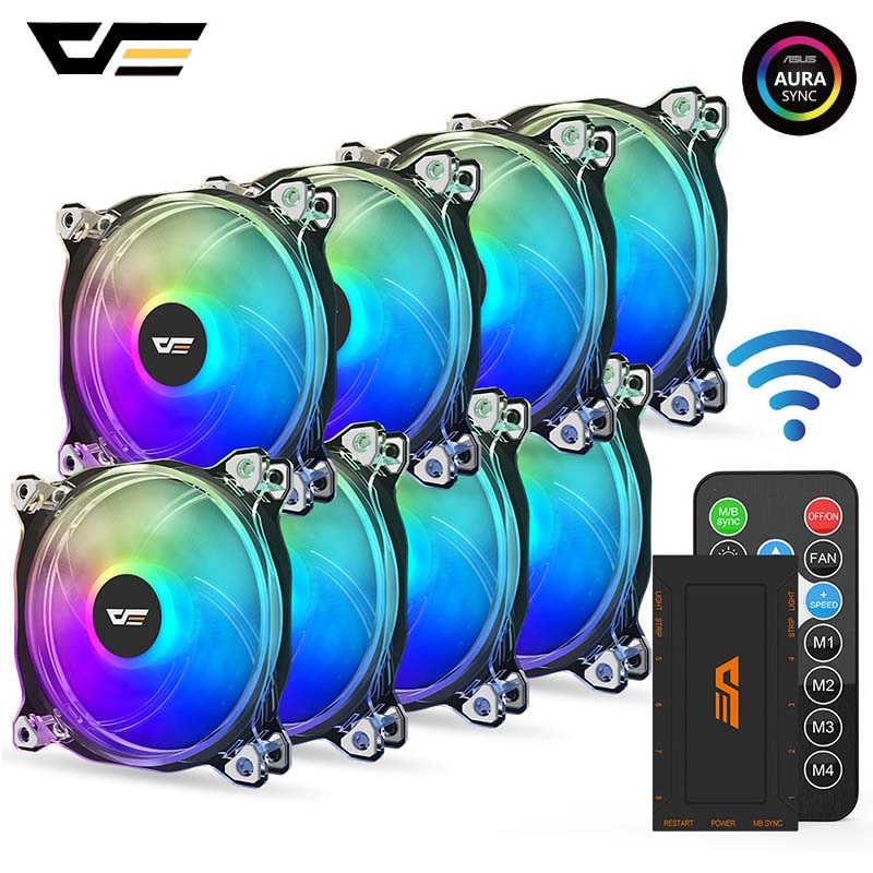 Darkflash PC Case Fan Computer 120mm Fan Clear Frame Quiet+Remote Computer Cooling CPU Cooler ASUS AURA SYNC RGB Case Fan CF8
