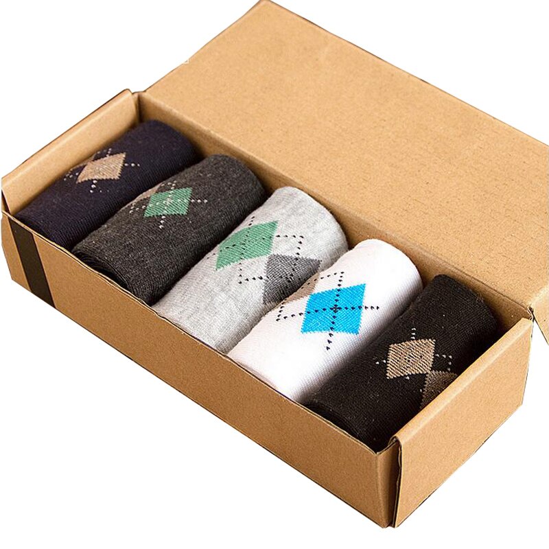 1 par/lote padrão de losango calcetines meias marca homens meias moda alta qualidade poliéster respirável casual meia frete grátis